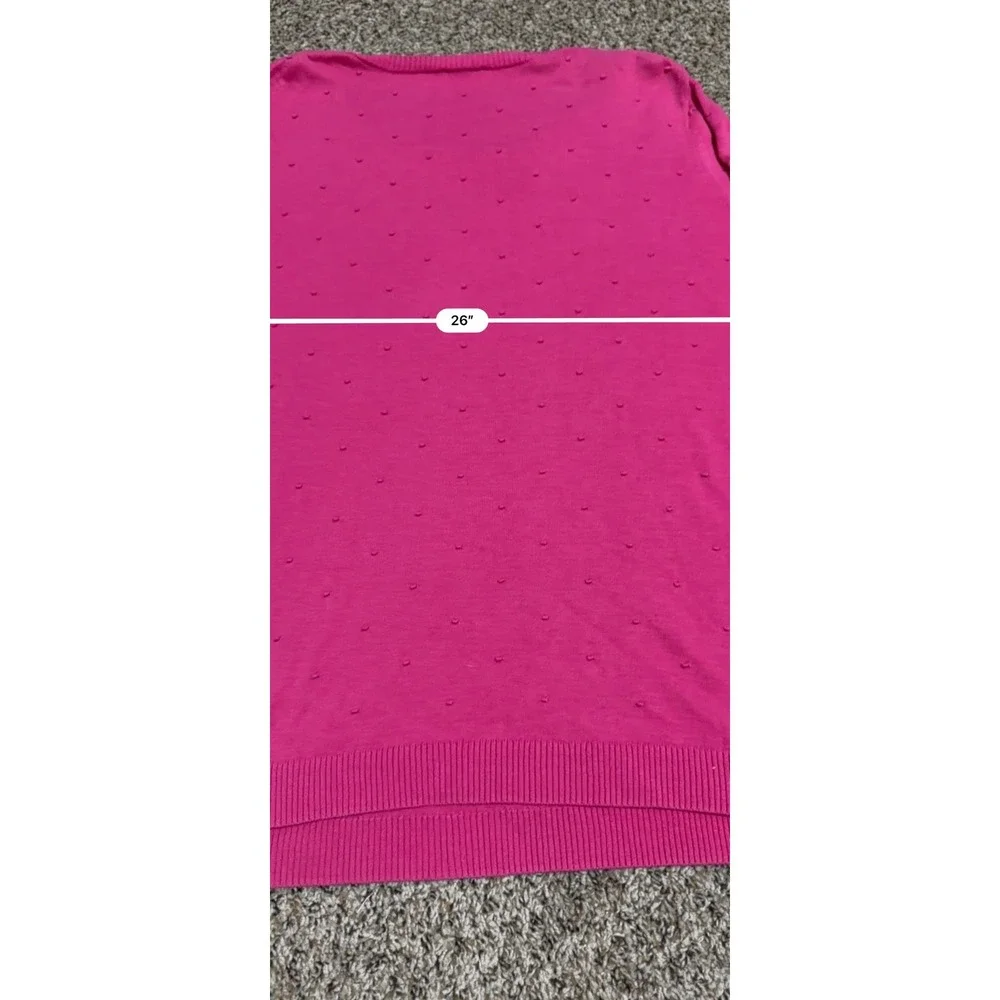 Talbots Woman Pink 100% Cotton Textured Dot Crew Neck Sweater Plus Size 3X